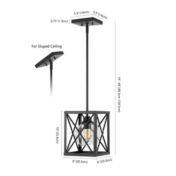 Amara 8" Industrial Farmhouse Iron/Glass LED Pendant - JONATHAN Y
